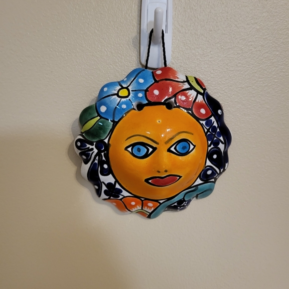 Talavera Red Clay Pottery Floral Sun Round Wall Hanging Made in Mexico - Picture 11 of 12